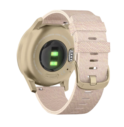 Garmin Vívomove Style - Light Gold Aluminum Case with Blush Pink Woven Nylon Band (010-02240-02)