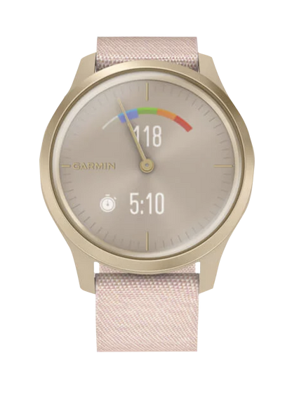 Garmin Vívomove Style - Light Gold Aluminum Case with Blush Pink Woven Nylon Band (010-02240-02)