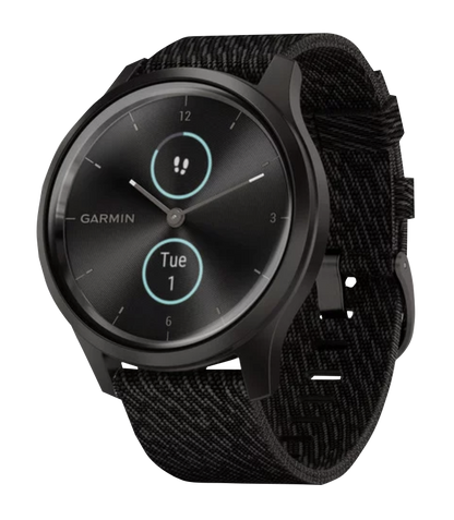 Garmin Vívomove Style - Graphite Aluminum with Black Pepper Woven Nylon Band (010-02240-03)