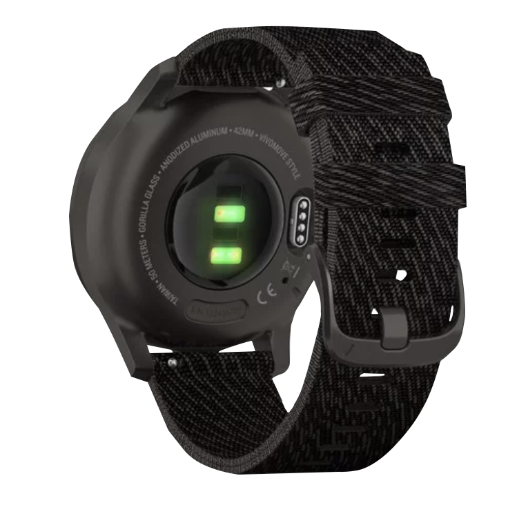 Garmin Vívomove Style - Graphite Aluminum with Black Pepper Woven Nylon Band (010-02240-03)