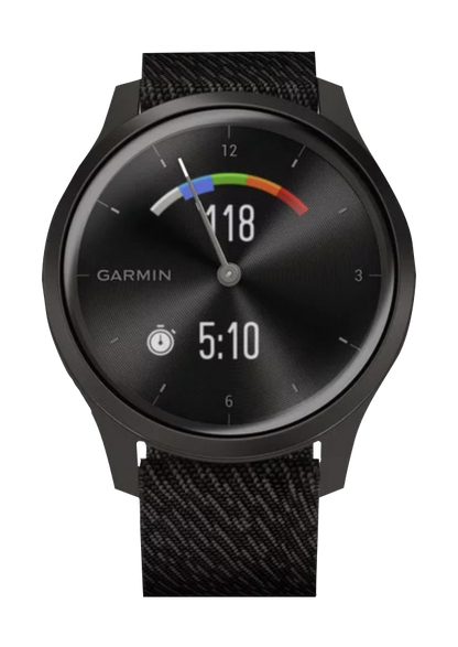 Garmin Vívomove Style - Graphite Aluminum with Black Pepper Woven Nylon Band (010-02240-03)
