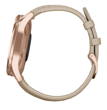 Garmin Vívomove Luxe - 18K Rose Gold PVD Stainless Steel Case with Light Sand Italian Leather Band (010-02241-01)
