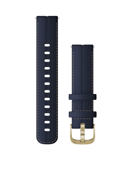 Garmin Quick Release Bands (18 mm) Navy Leather w/ Light Gold Hardware (010-12932-08)