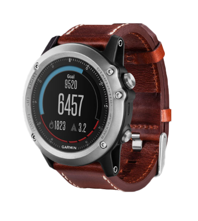 Garmin Fenix 3 Sapphire, Silver w/Leather Band, GPS Smartwatch (Garmin Certified Refurbished) by Garmin