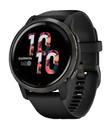 Garmin Venu 2, Slate Stainless Steel Bezel with Black Case and Silicone Band (010-02430-01) by Garmin