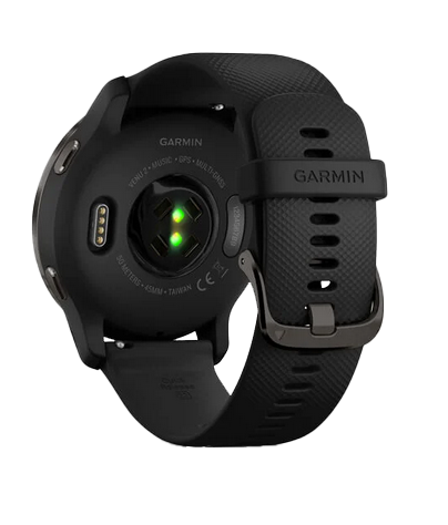 Garmin Venu 2, Slate Stainless Steel Bezel with Black Case and Silicone Band (010-02430-01)