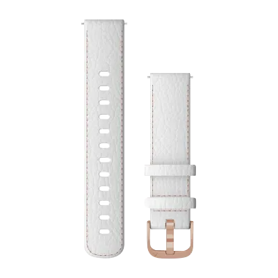 Garmin Quick Release Bands (18 mm) White Leather with Rose Gold Hardware (010-12932-0L)