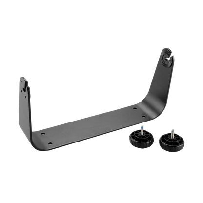 Garmin bail mount with knobs for GPSMAP 800 Series; dark gray metal bracket with two mounting knobs