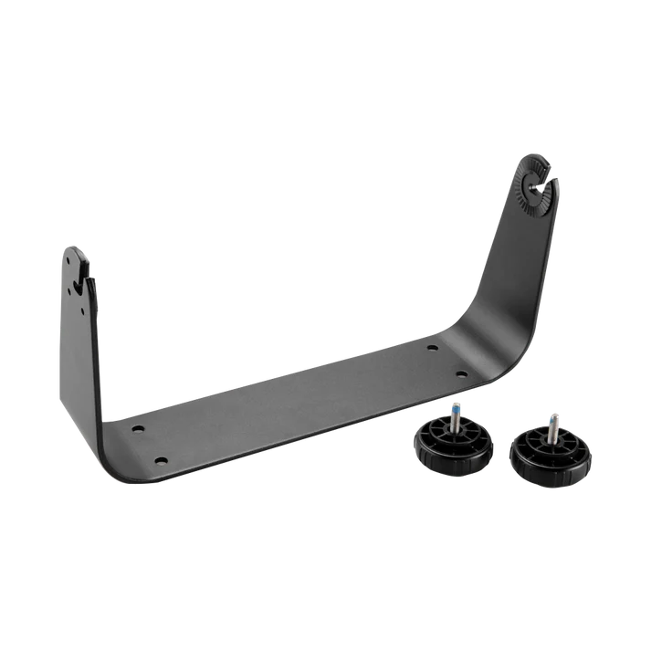 Garmin bail mount with knobs for GPSMAP 800 series; gray metal bracket with two adjustment knobs