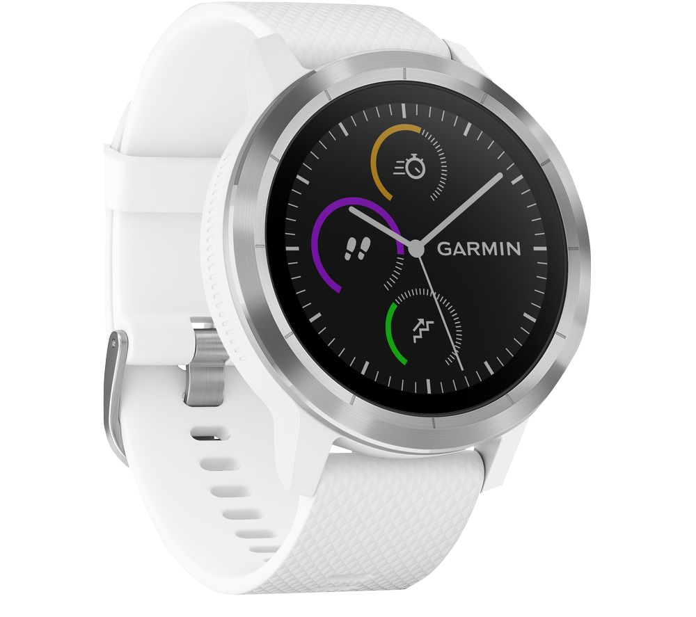 Garmin Vivoactive 3, White w/ Stainless Hardware, GPS Smartwatch (Garmin Certified Refurbished)