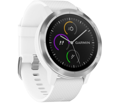 Garmin Vivoactive 3, White w/ Stainless Hardware, GPS Smartwatch (Garmin Certified Refurbished)
