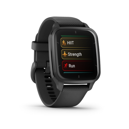 Garmin Venu Sq 2 Music, Slate Aluminum Bezel with Black Case and Silicone Band (010-02700-00)