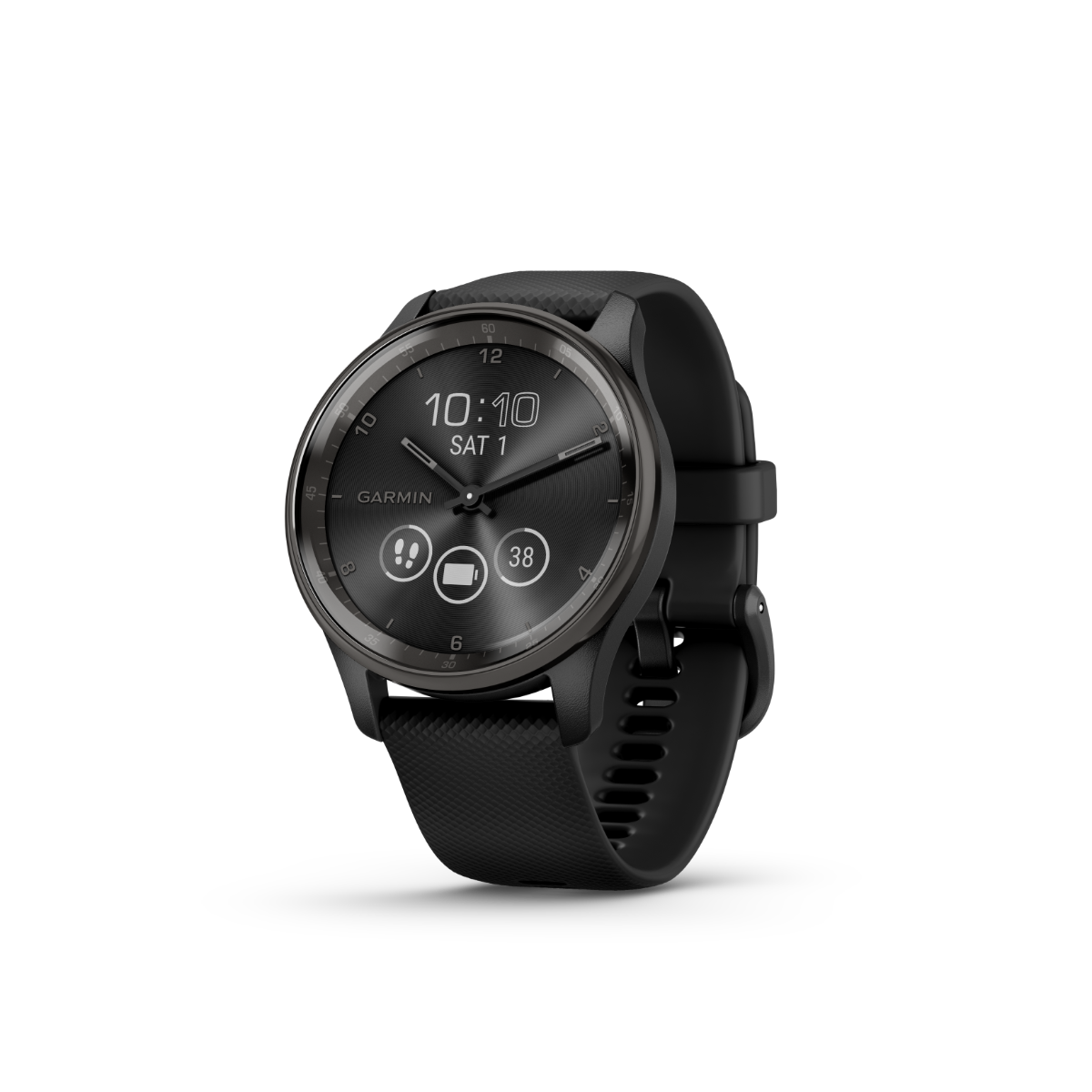 Garmin vivomove Trend, Slate Stainless Steel Bezel with Black Case and Silicone Band (010-02665-00)