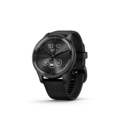 Garmin vivomove Trend, Slate Stainless Steel Bezel with Black Case and Silicone Band (010-02665-00)