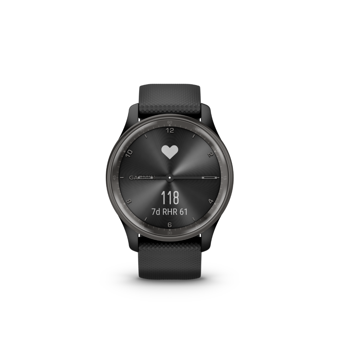 Garmin vivomove Trend, Slate Stainless Steel Bezel with Black Case and Silicone Band (010-02665-00)