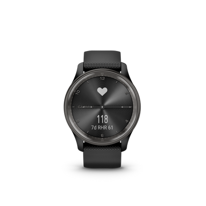 Garmin vivomove Trend, Slate Stainless Steel Bezel with Black Case and Silicone Band (010-02665-00)