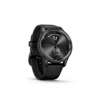 Garmin vivomove Trend, Slate Stainless Steel Bezel with Black Case and Silicone Band (010-02665-00)