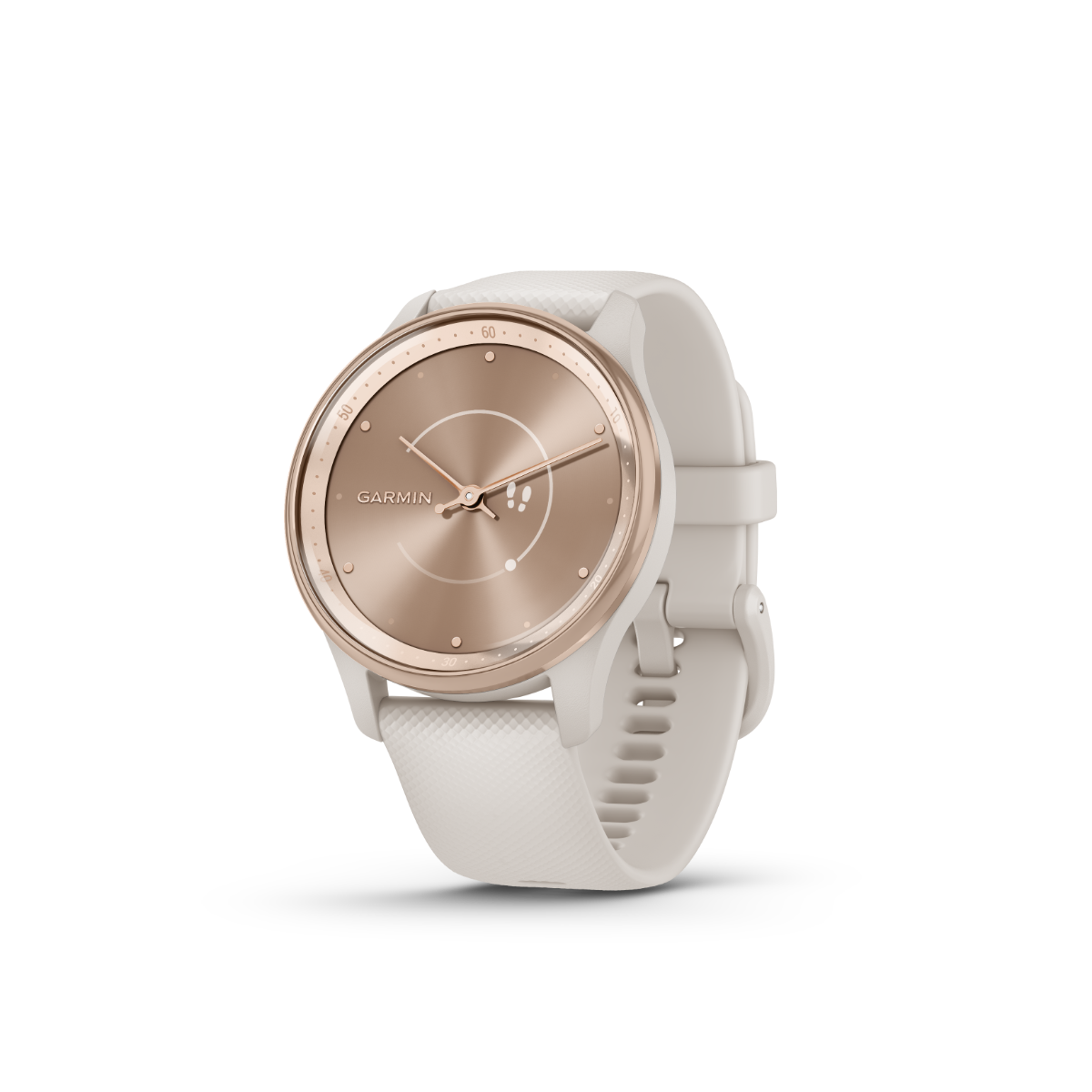 Garmin vivomove Trend, Peach Gold Stainless Steel Bezel with Ivory Case and Silicone Band (010-02665-01)