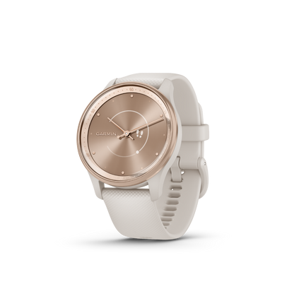 Garmin vivomove Trend, Peach Gold Stainless Steel Bezel with Ivory Case and Silicone Band (010-02665-01)