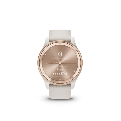 Garmin vivomove Trend, Peach Gold Stainless Steel Bezel with Ivory Case and Silicone Band (010-02665-01)