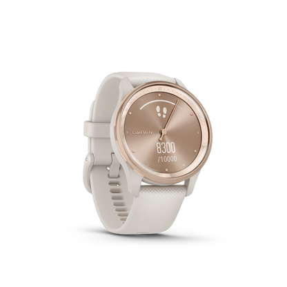 Garmin vivomove Trend, Peach Gold Stainless Steel Bezel with Ivory Case and Silicone Band (010-02665-01)