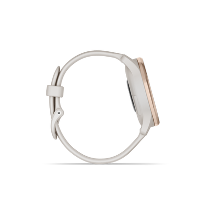 Garmin vivomove Trend, Peach Gold Stainless Steel Bezel with Ivory Case and Silicone Band (010-02665-01)