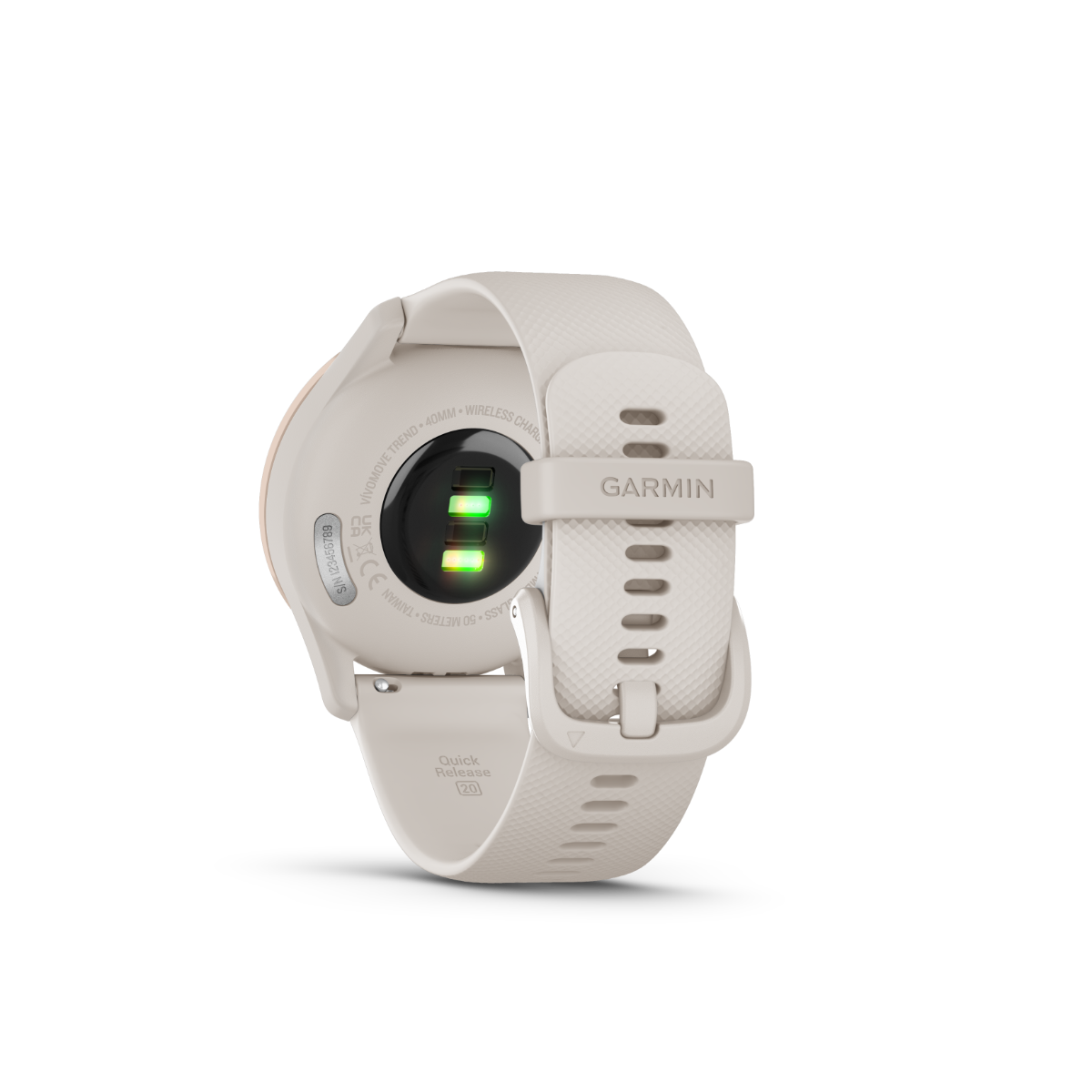Garmin vivomove Trend, Peach Gold Stainless Steel Bezel with Ivory Case and Silicone Band (010-02665-01)