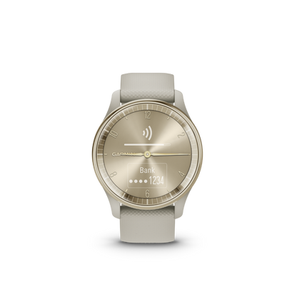 Garmin vivomove Trend, Cream Gold Stainless Steel Bezel with French Gray Case and Silicone Band (010-02665-02)