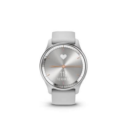 Garmin vivomove Trend, Silver Stainless Steel Bezel with Mist Gray Case and Silicone Band (010-02665-03)